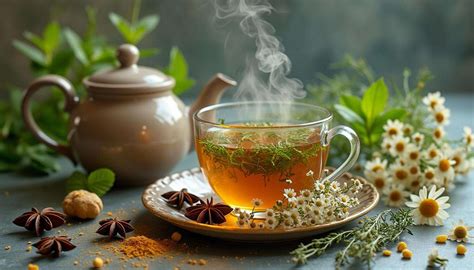 une tasse de tisane d'hibiscus fumante avec des bâtons de cannelle à côté