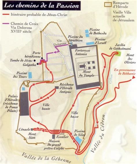 Carte de Jérusalem et du chemin vers Béthanie au premier siècle