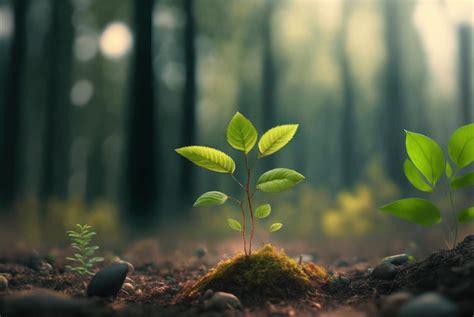Jeunes arbres poussant au milieu d'un roncier