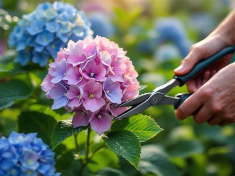Hortensias en pleine floraison avec des signes de grignotage