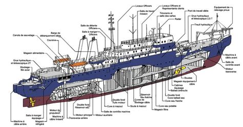 Schéma technique des propulseurs d'étrave et des pods de propulsion sur un navire moderne