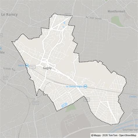 Plan de Gagny avec l'Avenue des Chèvrefeuilles mise en évidence