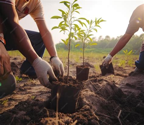 Mains tenant délicatement le pot d'un jeune arbre