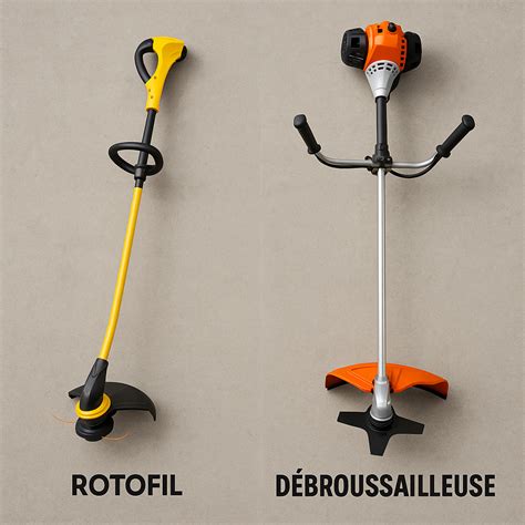 Infographie comparant une débroussailleuse et un rotofil