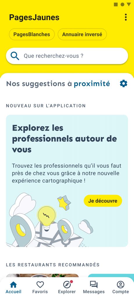 PagesJaunes interface de recherche