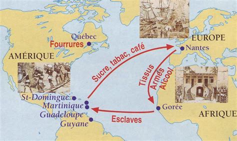 Carte du commerce triangulaire au XVIIIe siècle