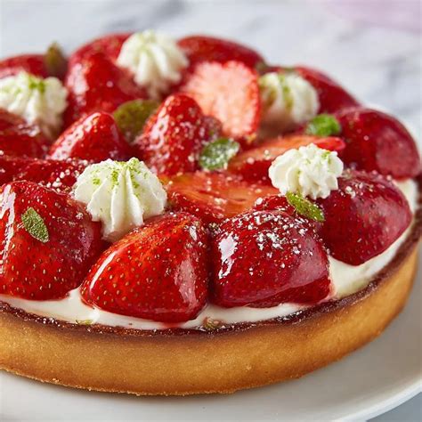tarte aux fraises fraîchement préparée