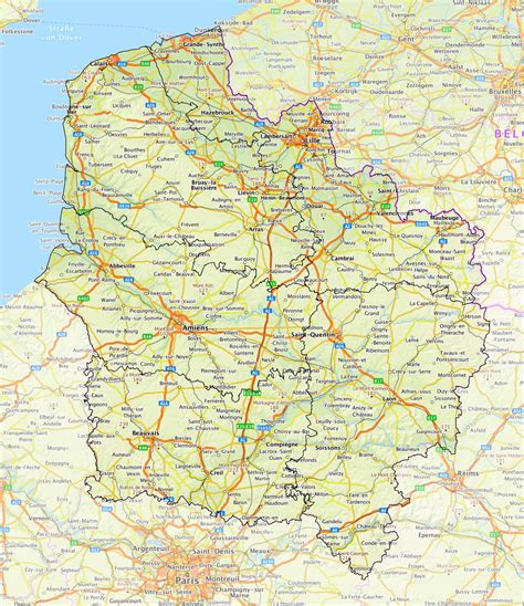 Carte de la région d'Amiens