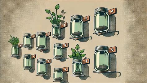 mur végétal avec des bocaux en verre