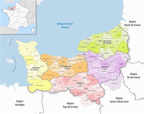 carte de la Normandie et des départements voisins
