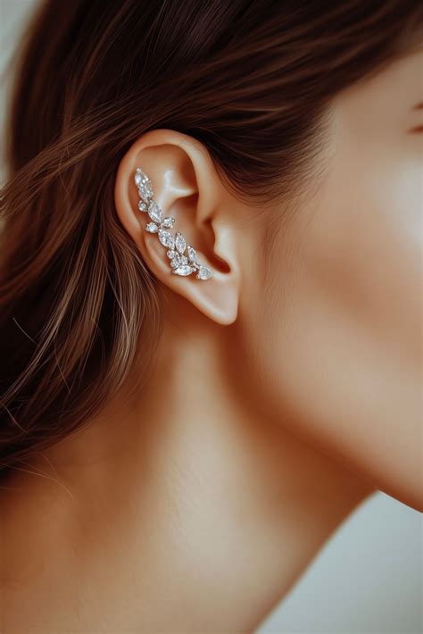 Boucle d'oreille grimpante en acier inoxydable et zircons cubiques