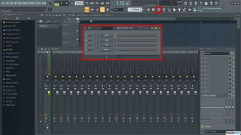 FL Studio interface with focus on mixer and channel rack