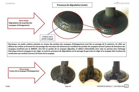 Dépôts de calamine sur une soupape