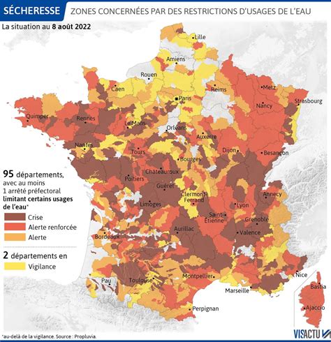 Carte des restrictions d'eau dans le Jura