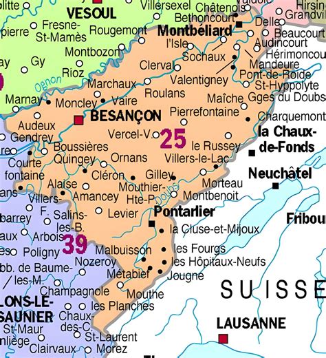 Carte du Doubs avec les emplacements des clochers à bulbe