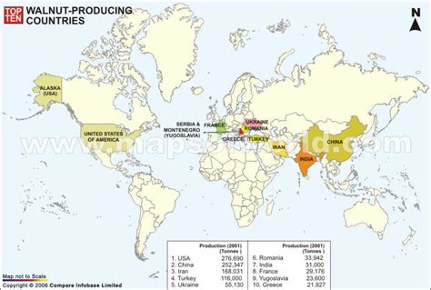 Map showing major hazelnut producing regions worldwide