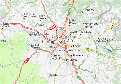 Carte géographique de Limoges avec les adresses mentionnées