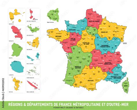 Carte des départements et régions d'outre-mer français