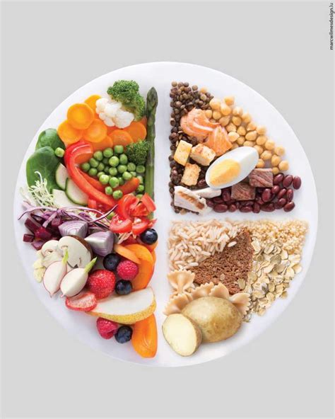 Assiette équilibrée avec légumes, poisson et fruits