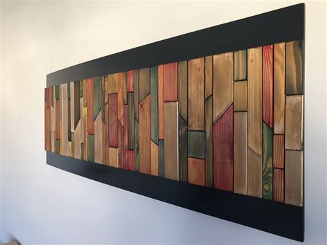 Tableau mural abstrait en copeaux de bois
