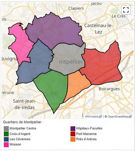 Carte de la localisation de Clapiers par rapport à Montpellier