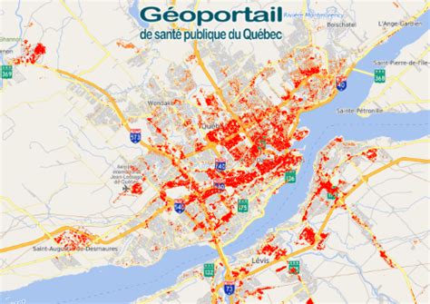 Carte des îlots de chaleur à Laval