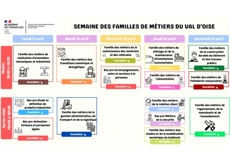 Infographie présentant les grandes familles de métiers