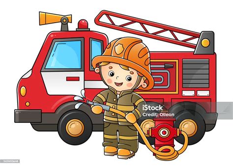 Dessin d'enfants jouant aux pompiers avec des déguisements