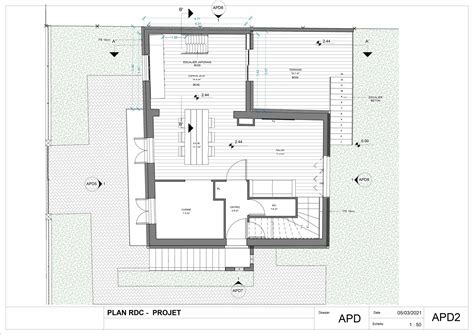 Plan de masse d'une maison sur deux niveaux