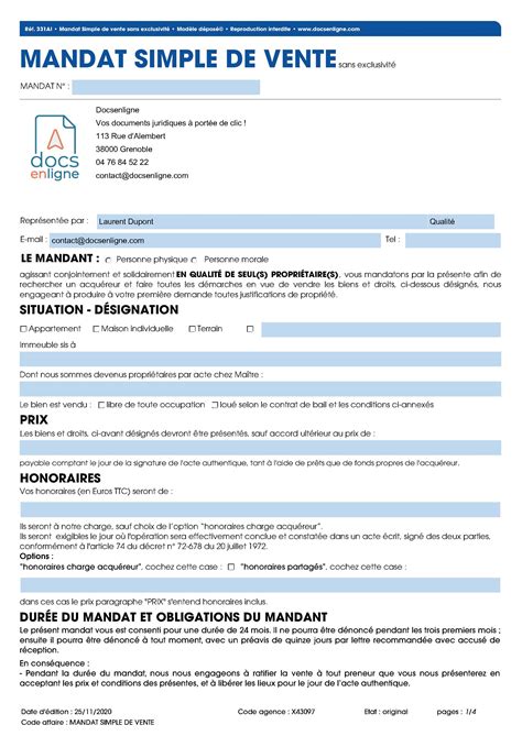 Agence immobilière, mandat, vente
