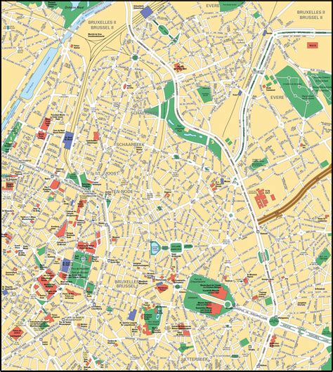 Plan de Bruxelles avec des zones de permaculture