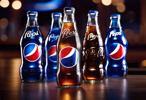 Logo Pepsi avec des bouteilles et des collations