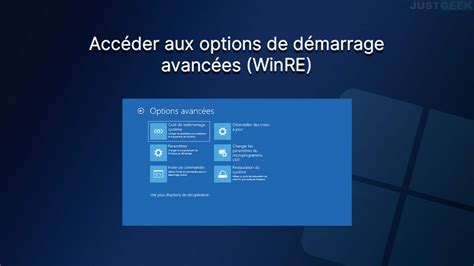 Capture d'écran des options de dépannage avancées de Windows