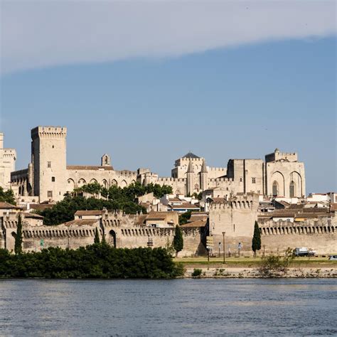 Vue aérienne de l'Île de la Barthelasse avec le Palais des Papes en arrière-plan