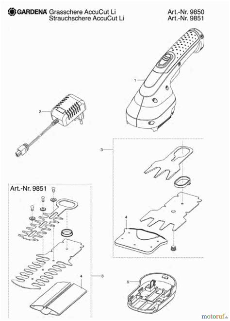 Spare parts diagram for Gardena AccuCut 400 Li