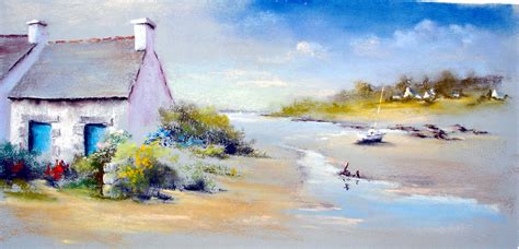 Aquarelle d'Henri Rivière représentant un paysage breton
