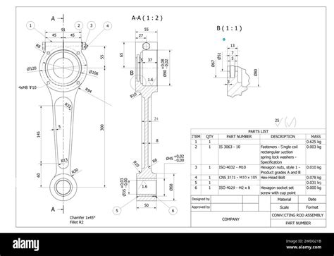 Dessin technique d'un charbon moteur avec ses dimensions