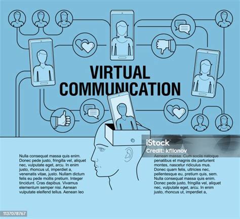 Illustration d'une amitié virtuelle avec des icônes de communication