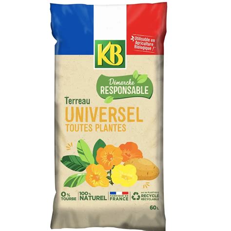 Photo du packaging de l'engrais universel KB et ses composants recyclés