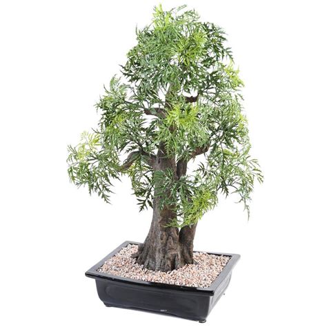 Idées de placement : Bonsaï Aralia artificiel sur une étagère et une table basse