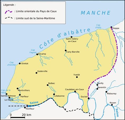 Carte des délimitations du Pays de Caux