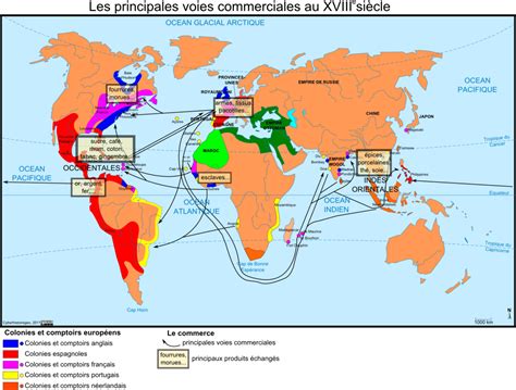 Carte des routes commerciales des fleurs au XVIIe siècle