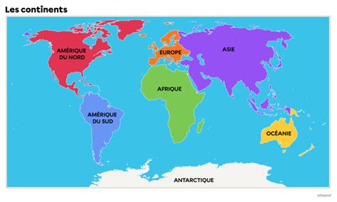 Planisphère des continents