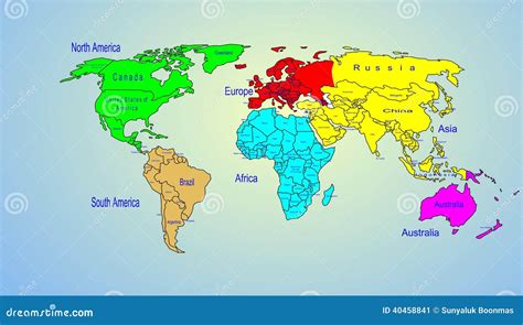 Les continents en couleur