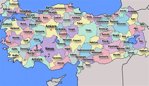 Carte de la Turquie avec les principales villes et régions