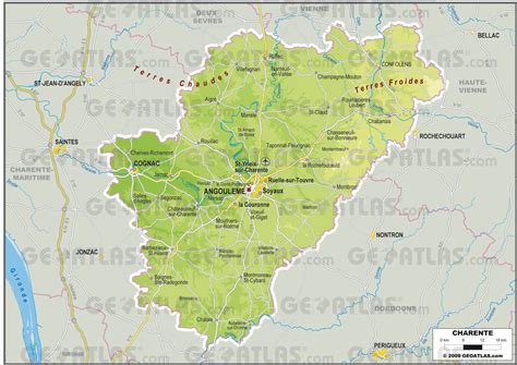 Carte de la Charente et de ses principales attractions touristiques