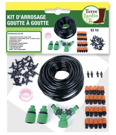Exemple de kit d'arrosage goutte-à-goutte pour jardin