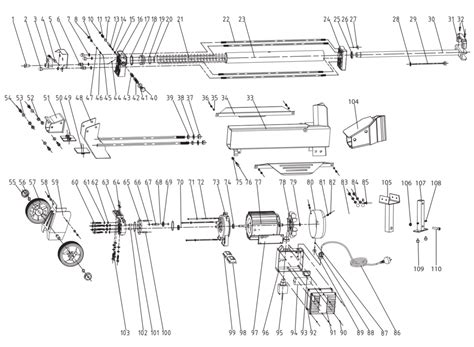Diagramme éclaté d'un fendeur de bûche électrique montrant les composants clés