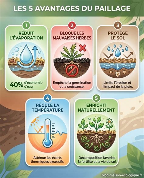 Infographie des différentes techniques de paillage et leurs apports au sol