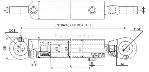 Schéma d'un vérin hydraulique renforcé